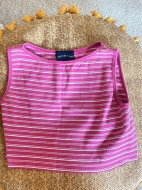 Charter Club Pink & White Striped Sleeveless Tank Top
